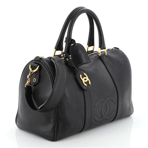 chanel boston bag caviar|Vintage Chanel Black Caviar Leather Boston Travel Bag .